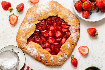 Strawberry Galette.top veiw.selective focus