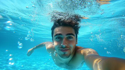 pov Swimming freestyle underwater