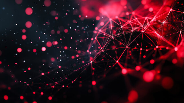 Abstract representation of interconnected nodes and lines in vibrant red hues against a dark background creates a modern digital design