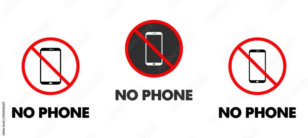 Poster no phone icon set no smartphone vector icons button sign symbol not allowed prohibited restriction c