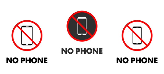 No phone icon set no smartphone vector icons button sign symbol not allowed prohibited restriction cellular
