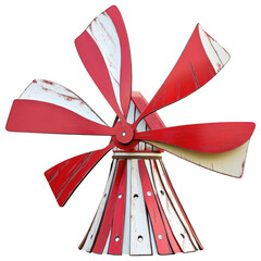 Classic Windmill Toy, Red and White Pinwheel, Traditional Windmill Design, Playful Wind Spinner, Children's Toy