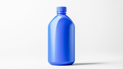 Blue detergent bottle mockup on white background sleek product packaging