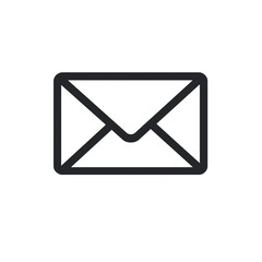 Minimalist Black and White Envelope Icon – Flat Vector Line Art Design