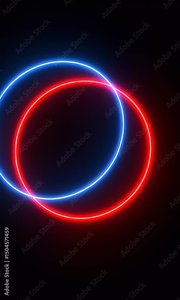 Poster two overlapping neon circles displayed against dark background in vibrant colors
