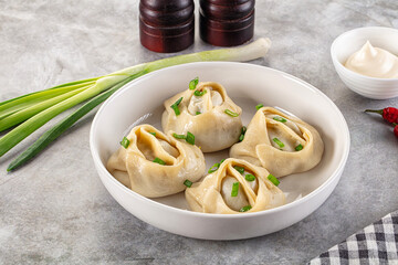 Uzbek cuisine - staffed Manti with meat