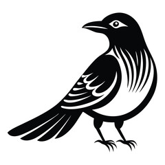 Obraz premium Bird icon, silhouette, black and white logo on white background