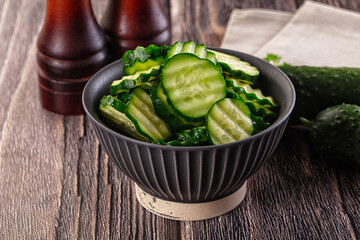 Fresh green ripe cucumber slices