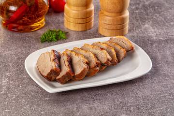 Sliced roasted duck breast fillet