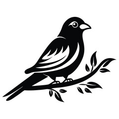 Obraz premium Bird icon, silhouette, black and white logo on white background
