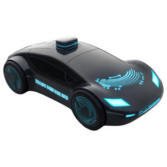 Futuristic Black Autonomous Car with Blue Lighting