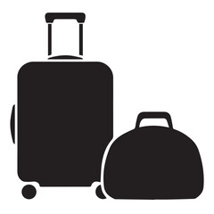 Suitcases and travel bags, including a trolley and briefcase, are isolated on a white backdrop