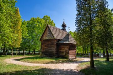 Wielkopolska Ethnographic Park in Dziekanowice, Historic wooden chapel, Wielkopolska Province, Poland