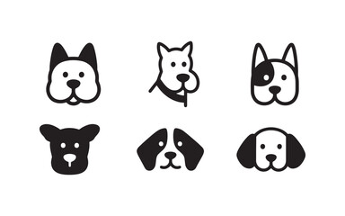 Animal cartoon vector icons set with cute dog