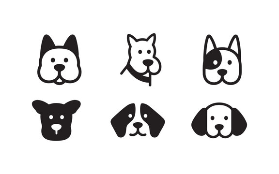 Animal cartoon vector icons set with cute dog
