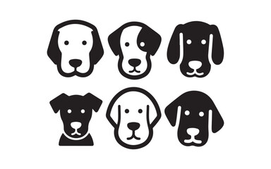 Canine Portrait Collection: An artistic display of various simplified dog breed faces