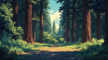 Fototapeta premium Lush Redwood Forest Path