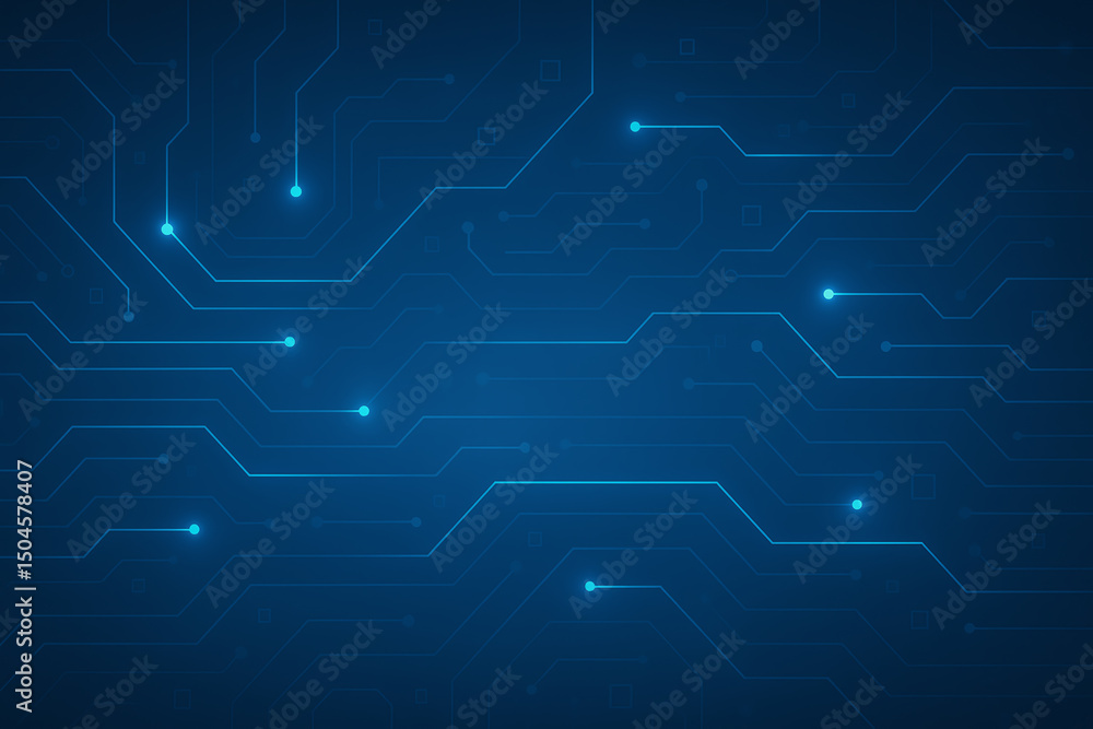Poster abstract blue circuit board illustration with glowing lines. this digital design symbolizes technolo