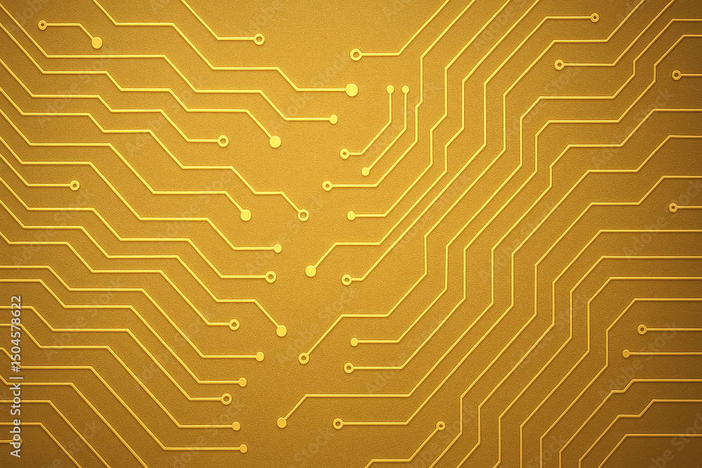 Poster a close-up view of a futuristic circuit board design, showcasing intricate patterns and connections