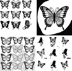 Butterfly Silhouette Set – Elegant Wing Vector Collection Butterfly Icons Pack – Floral & Nature Silhouette Bundle
