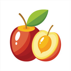 Fresh Jujube Whole and Half Vector Design