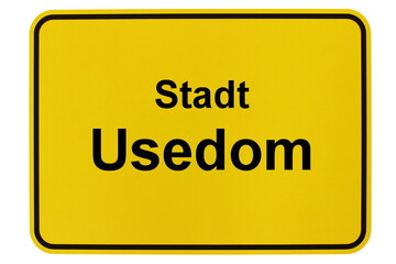 Illustration eines Ortsschildes der Stadt Usedom in Mecklenburg-Vorpommern