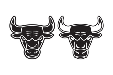 Powerful bull head silhouette for banners