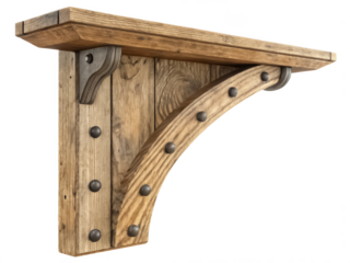 Vintage wooden shelf bracket isolated PNG antique hardware PNG decorative wooden support PNG classic furniture accessory PNG retro shelf part PNG vintage woodwork PNG transparent background image