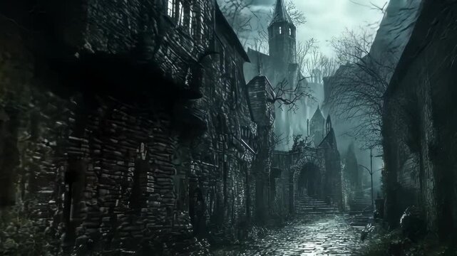 Spooky, old, dark alleyway