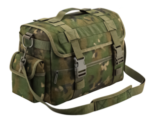War camouflage utility bag isolated PNG military gear PNG tactical bag PNG soldier equipment PNG outdoor utility pouch PNG camo backpack PNG tactical accessory PNG transparent background image