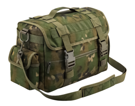 War camouflage utility bag isolated PNG military gear PNG tactical bag PNG soldier equipment PNG outdoor utility pouch PNG camo backpack PNG tactical accessory PNG transparent background image - Powered by Adobe