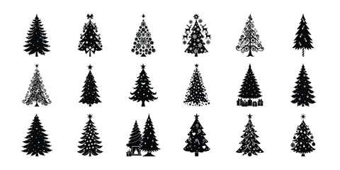Obraz premium set of Christmas trees on white background