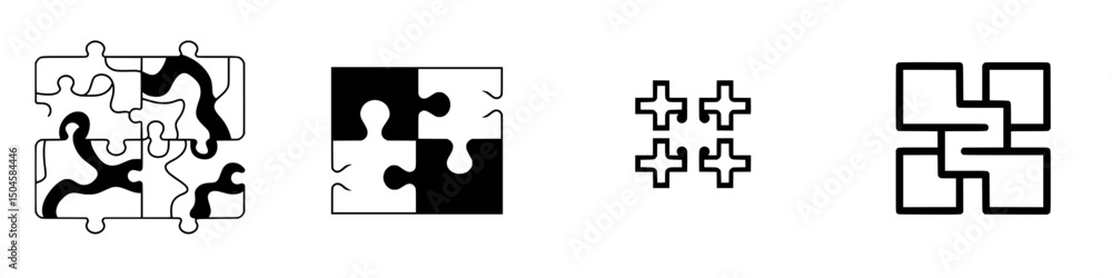 Poster vector illustration icons representing different puzzle designs and styles for creative projects