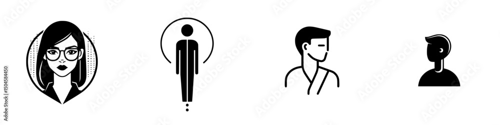 Poster diverse vector illustrations of human figures showcasing different styles and expressions in a moder