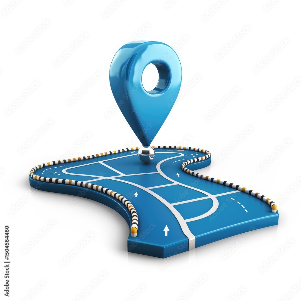 Poster 3d rendering of a blue navigational map