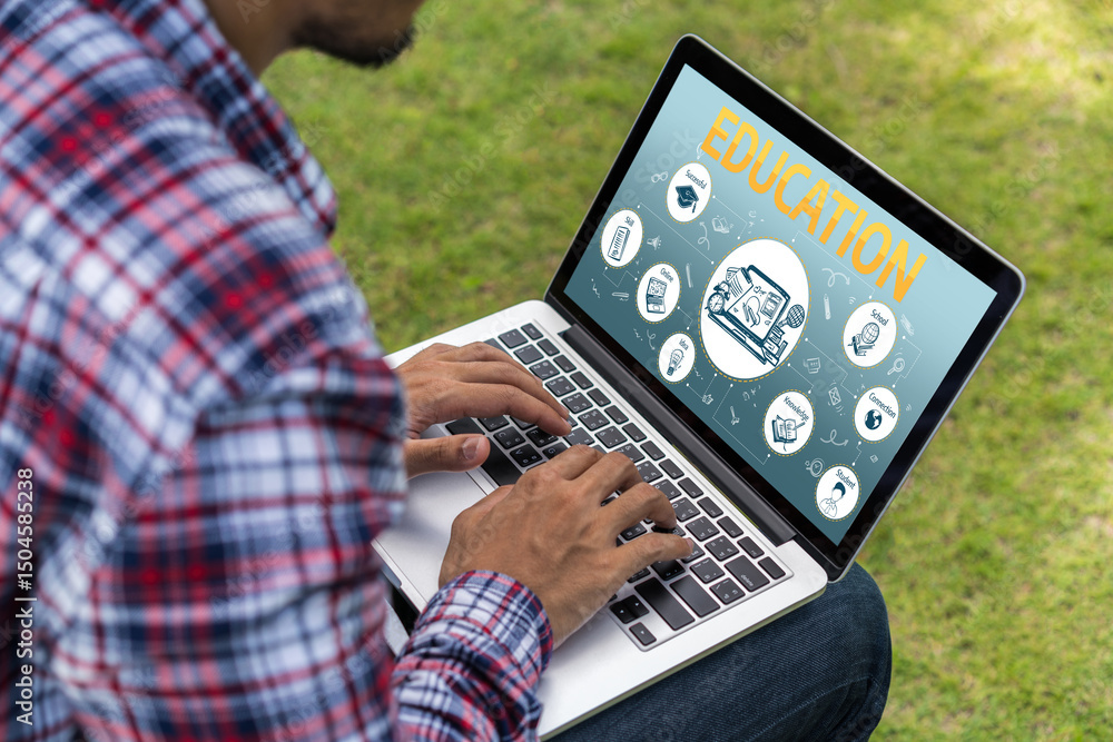 Poster e-learning website with sofware for student to study online on the internet network snugly