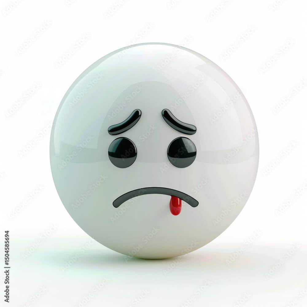 Aufkleber 3d rendering of a sad emoticon with a tongue.