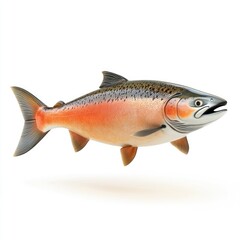 Fototapeta premium Detailed illustration of a vibrant salmon in profile view.