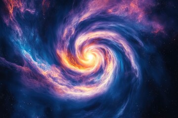 A mesmerizing cosmic swirl of vibrant nebulae and swirling galaxies, illuminated by a bright core.