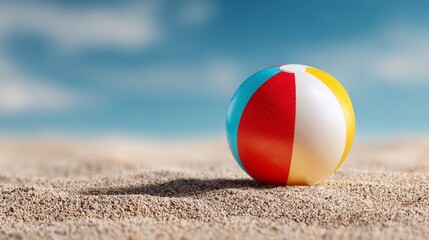 Obraz premium Beach ball on sandy shore