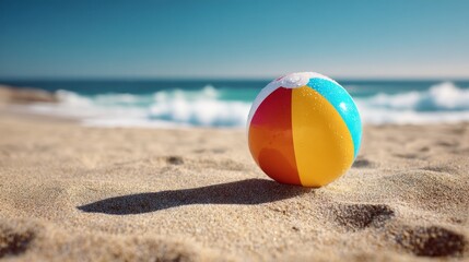 Obraz premium Beach ball on sandy shore
