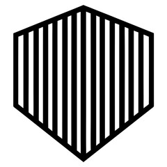 Hexagon with vertical lines silhouette vector illustration