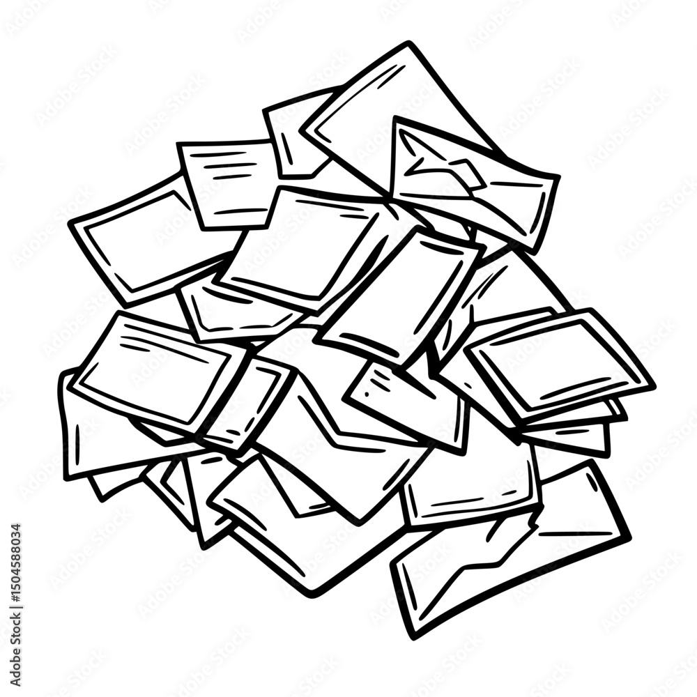 Aufkleber collection of various envelopes piled together showcasing different shapes and sizes for design and 