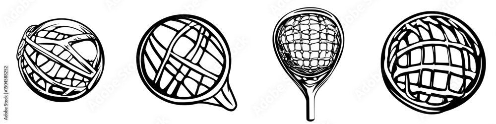 Poster icon set featuring variously designed circular elements in a minimalist style suitable for digital i