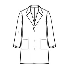 Detailed black and white icon set featuring a lab coat design with pockets suitable for various applications in healthcare and research