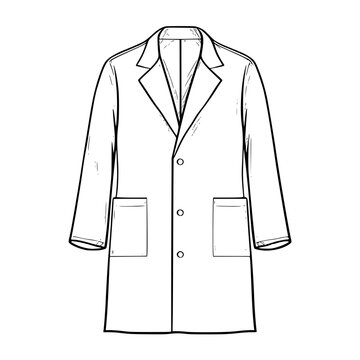 Detailed black and white icon set featuring a lab coat design with pockets suitable for various applications in healthcare and research