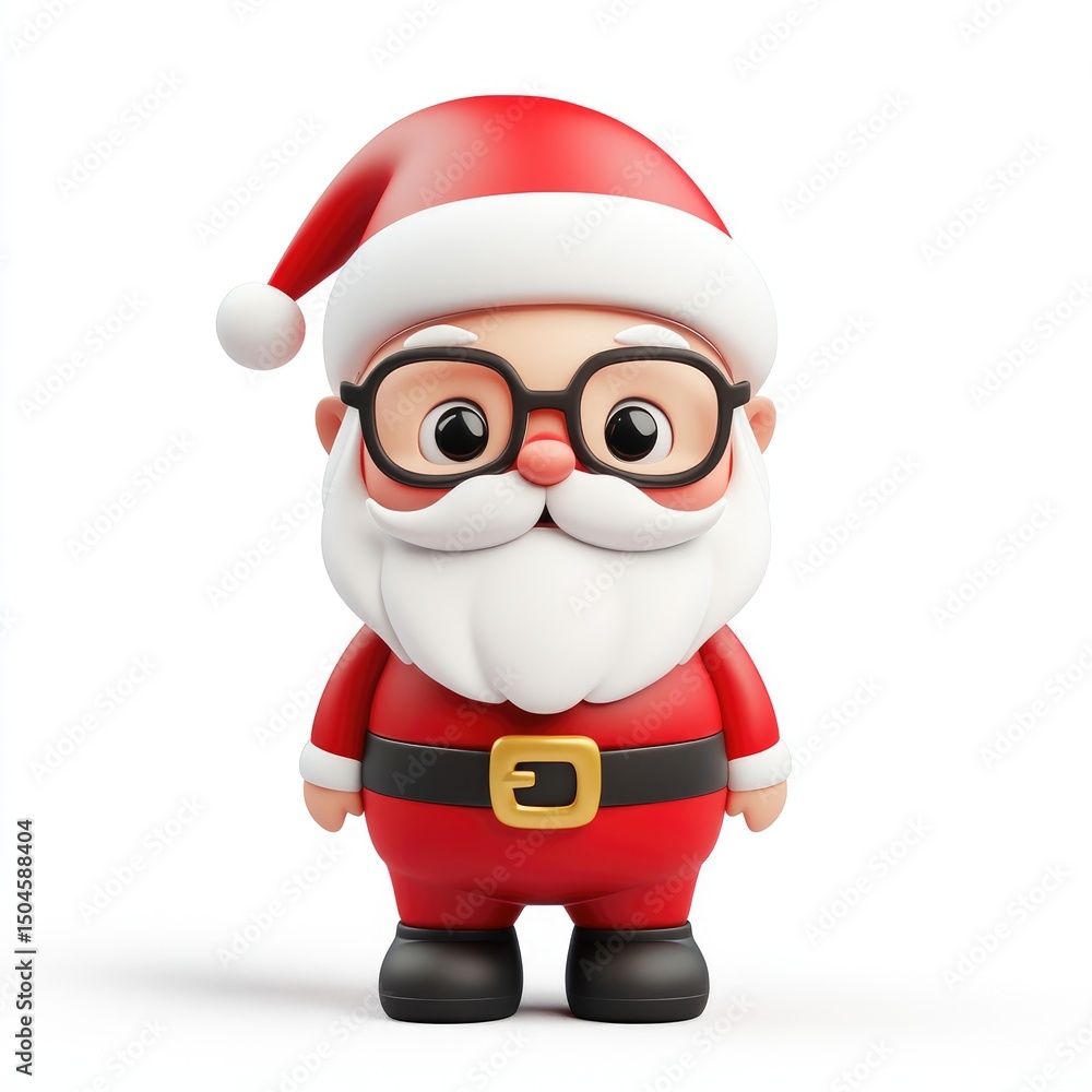 Poster cheerful three-dimensional rendering of a jolly little santa figure.
