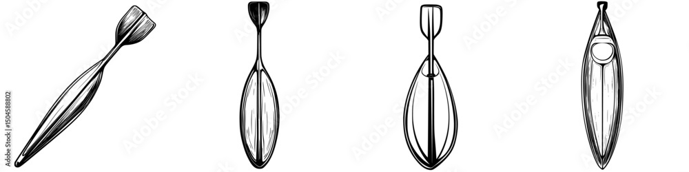 Poster unique icon set featuring various paddle designs for creative projects and applications