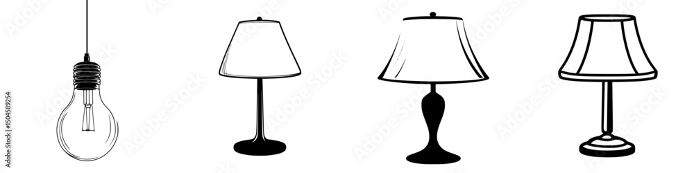 Poster unique collection of lamp icons showcasing different designs and styles for creative use in digital 