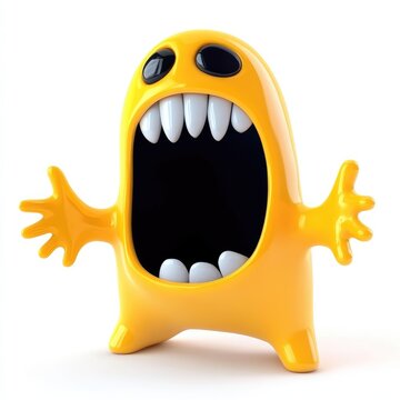 Naklejki A cartoonish, yellow, screaming creature illustration.